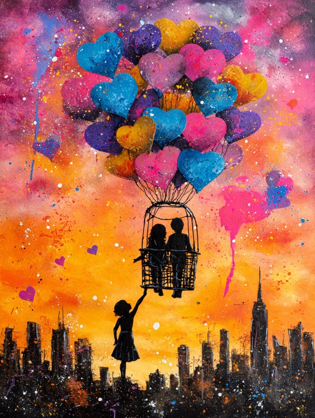 Heart Balloon Painting Graffiti Pop Art
