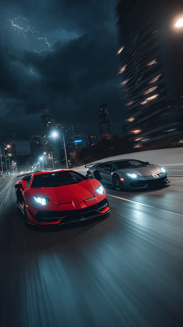 Lamborghini Aventador SVJ Race at Night