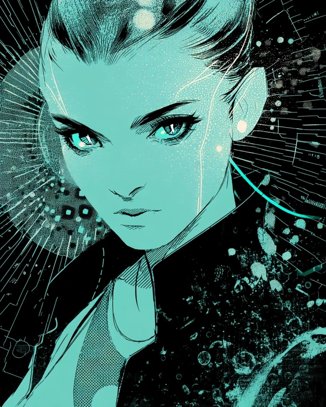 Cyborg Woman in Chic Moonlit Fashion