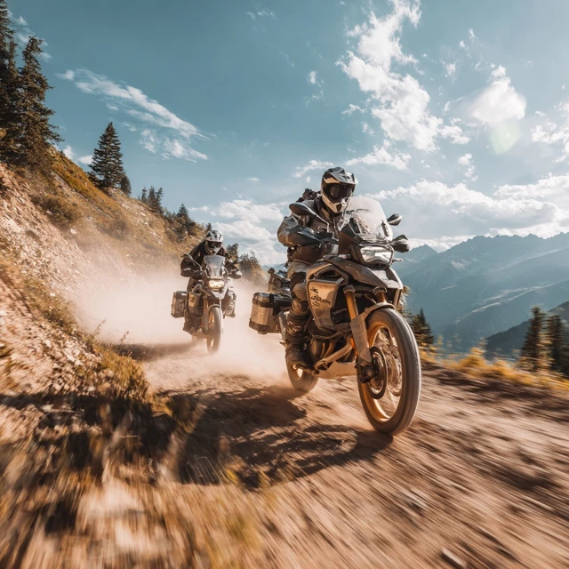 Adventure Motorcycles Riding on Mountain Path