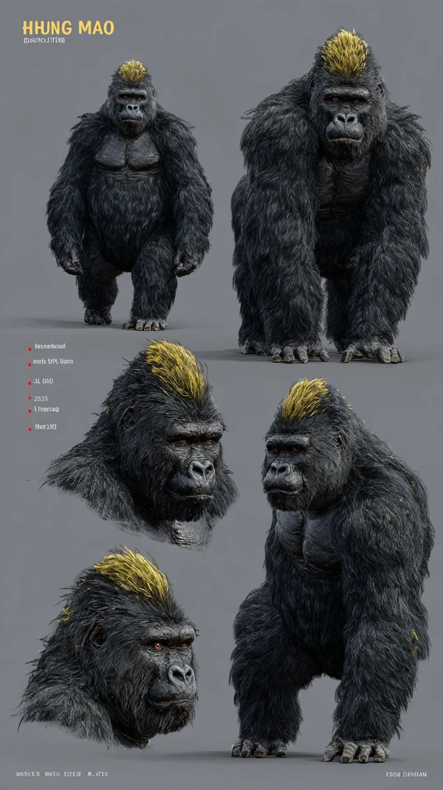 Huang Mao Anthropomorphic Gorilla Character Sheet