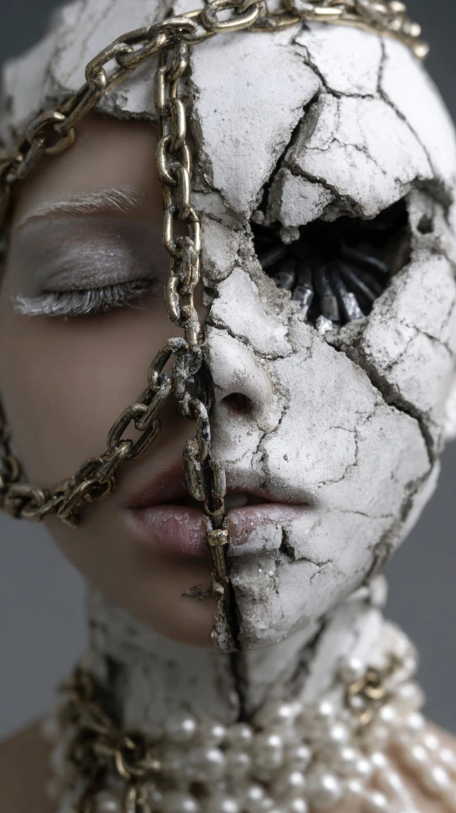 Cracked Porcelain Woman Digital Glitch Art