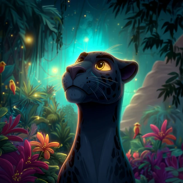 Cartoon Jaguar in the Jungle