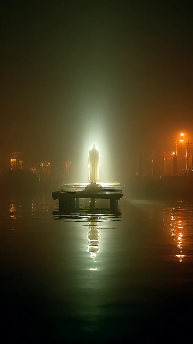 Ghostly Figure Venice Night Scene