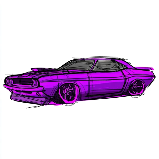 1970 Dodge Challenger Illustration Hot Wheels Style