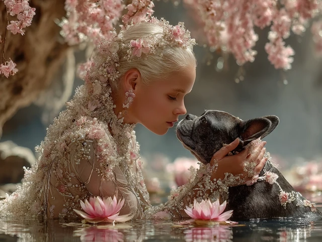 Woman and Dog Dreamy Fantasy Photography