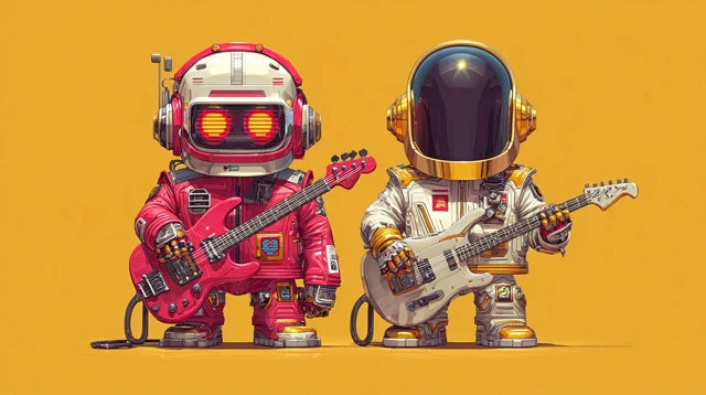 Daft Punk Robots Music Band Illustration