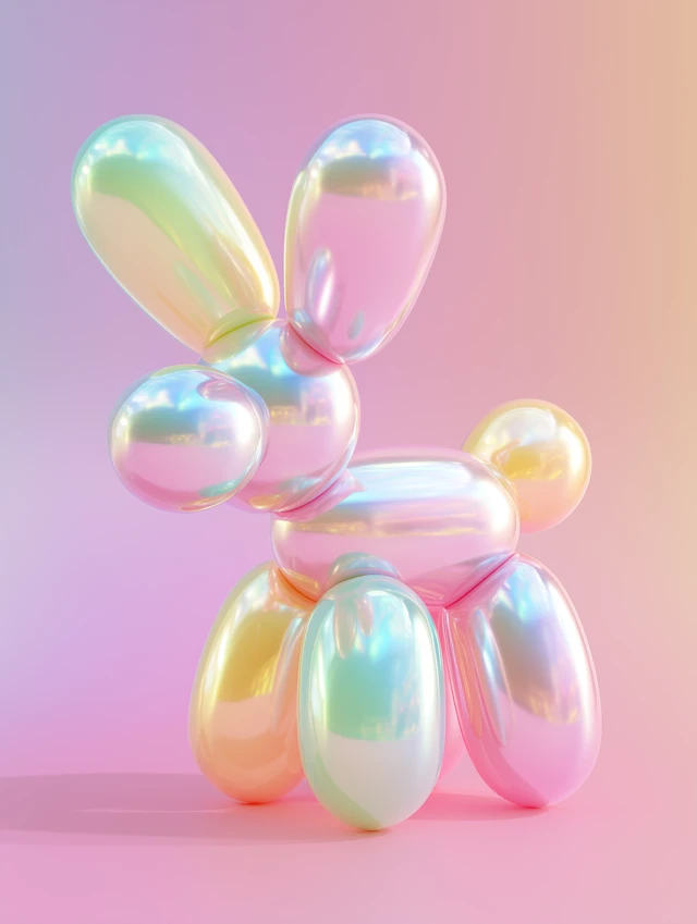 3D Pastel Balloon Dog Illustration