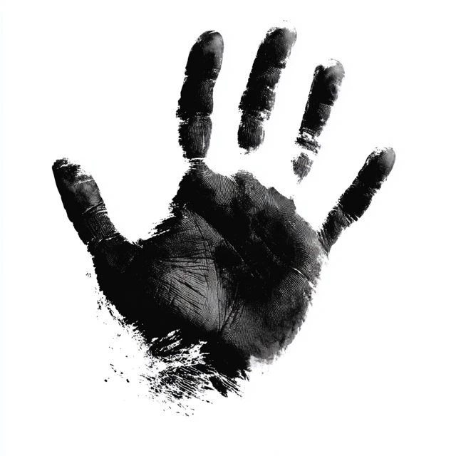 Black Hand Print on White Background Vector
