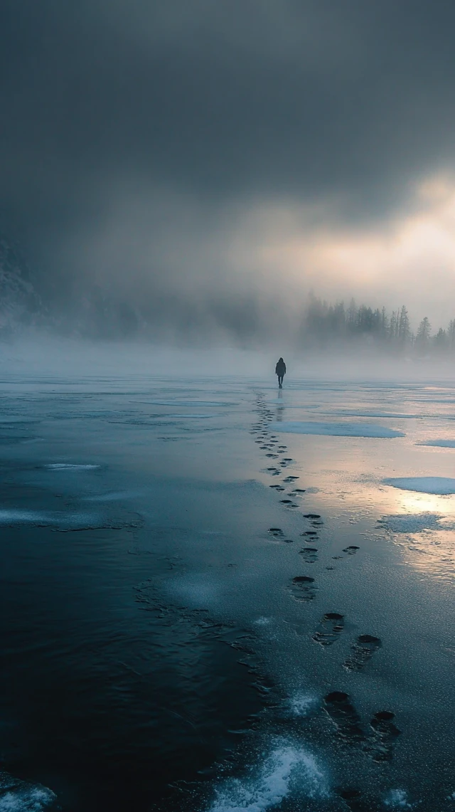 Frozen World Lone Walker Footprints