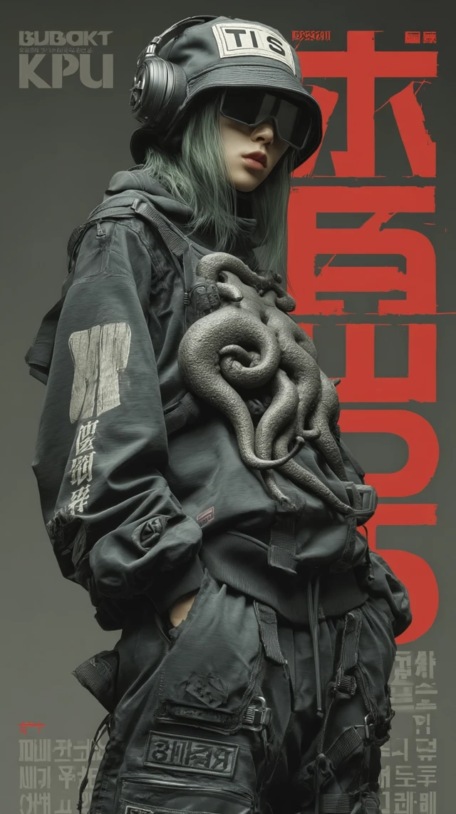 Cyberpunk KPop Girl Futuristic Streetwear