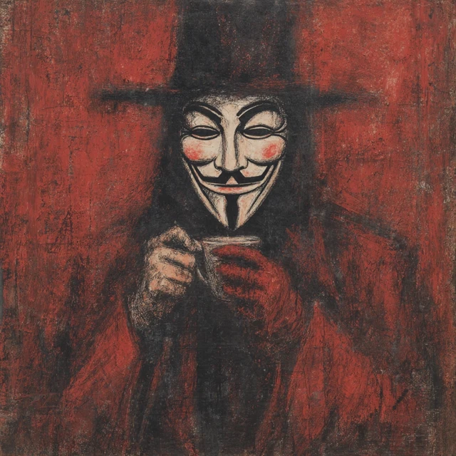 Guy Fawkes Mask in Dark Gothic Art Style