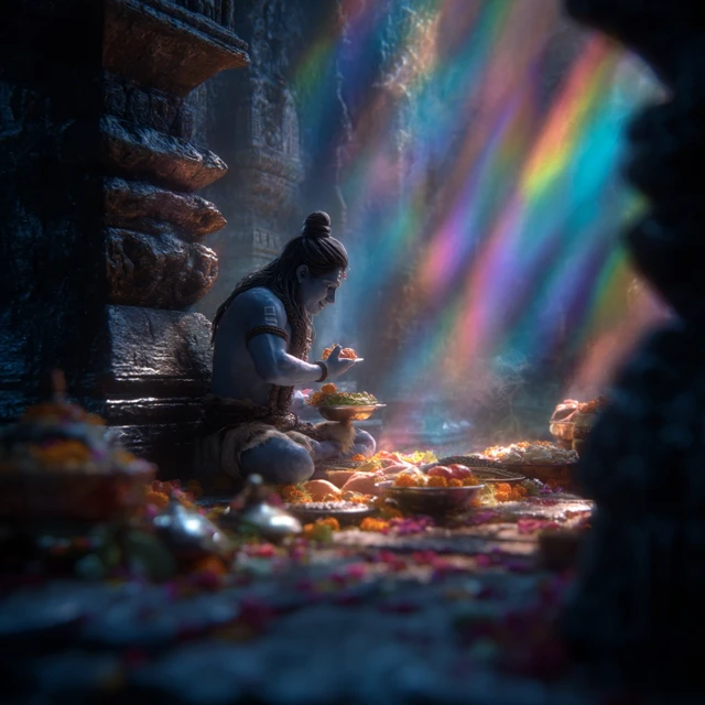 Lord Shiva Eating A Feast In A Temple