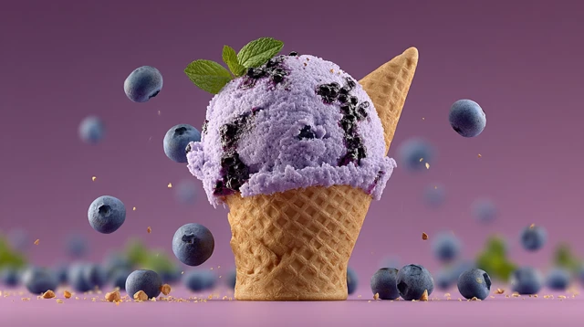 Delicious Blueberry Ice Cream Dessert Ad