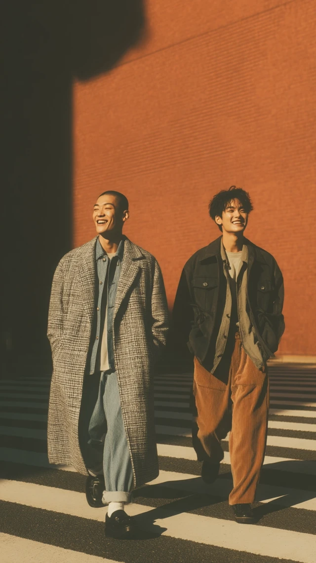 Japanese Street Style Two Men Laughing Tokyo