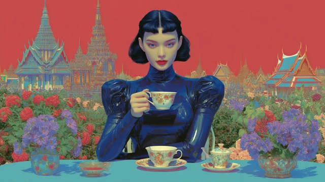 Supermodel Tea Party in Bangkok Illustration