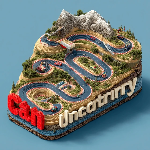Winding Race Track Icon Uncertainty 3D Vector Design