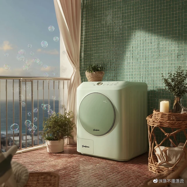 Mini Washing Machine on Balcony Cozy Aesthetic