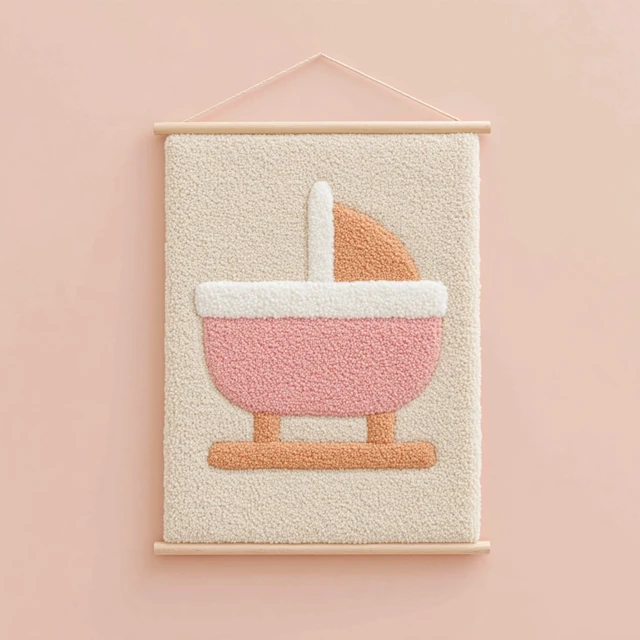 Handcrafted Baby Cradle Punch Needle Wall Hanging