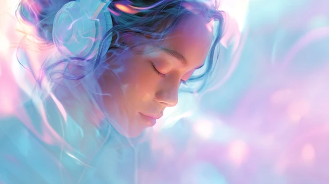 Girl Listening to Music Pastel Abstract Artwork