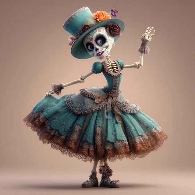 Day of the Dead Katrina 3D Cartoon