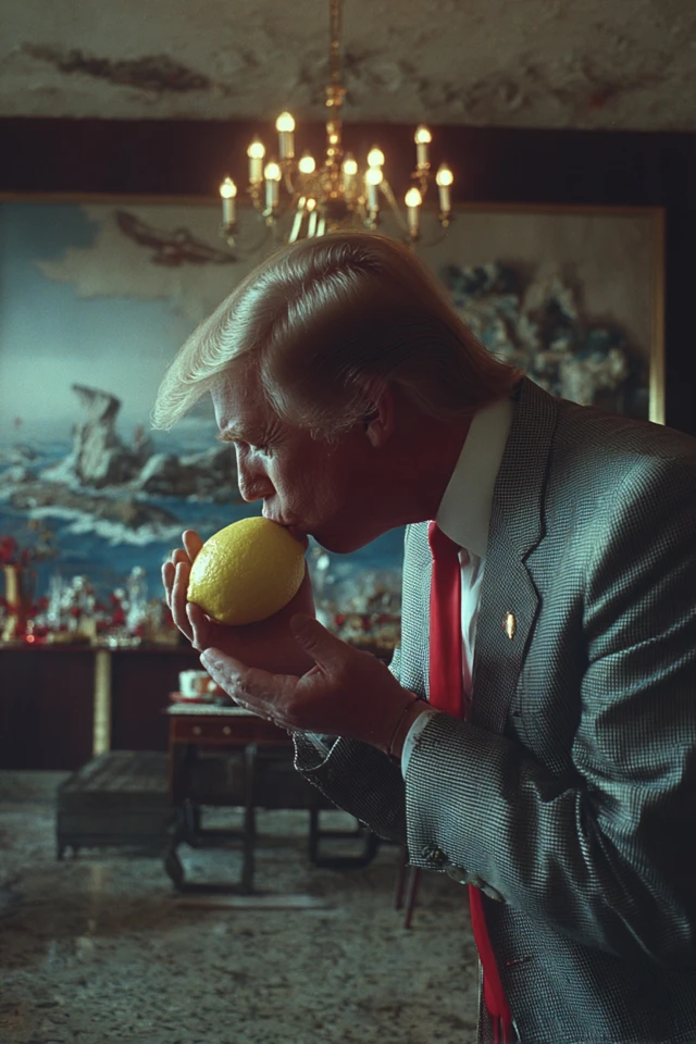 World Leader Kisses Lemon Surreal Political Art