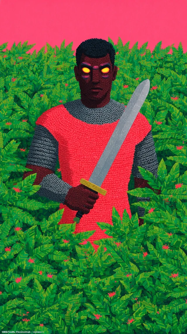 African Warrior Glowing Skin in James Jean Style