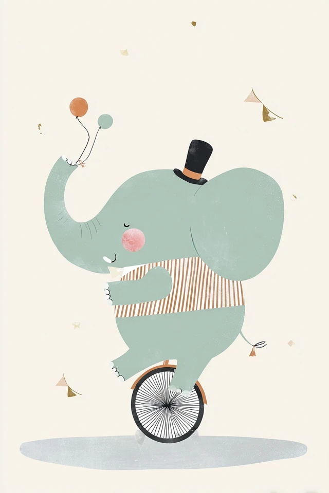 Circus Elephant Fun Retro Illustration
