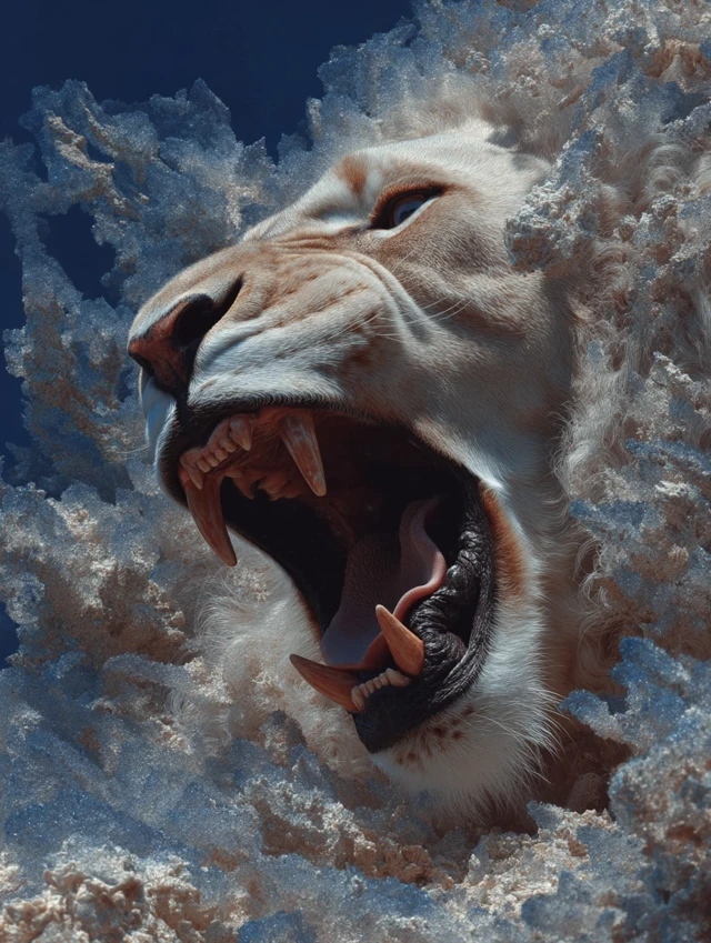 Surreal Lion in Cloud Fantasy Art 8k UHD