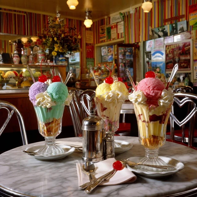 1950s Ice Cream Parlor Sundae Delight