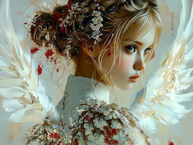 Anime Angel Girl in Empire Dress