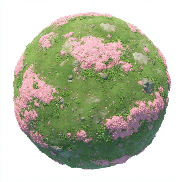 Studio Ghibli Style Floral Planet Illustration