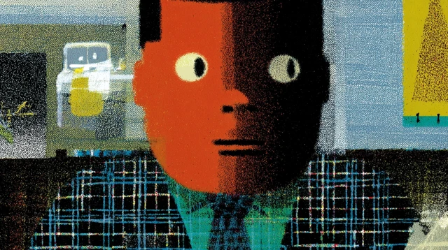 Retro Illustration of a Man and a Friend
