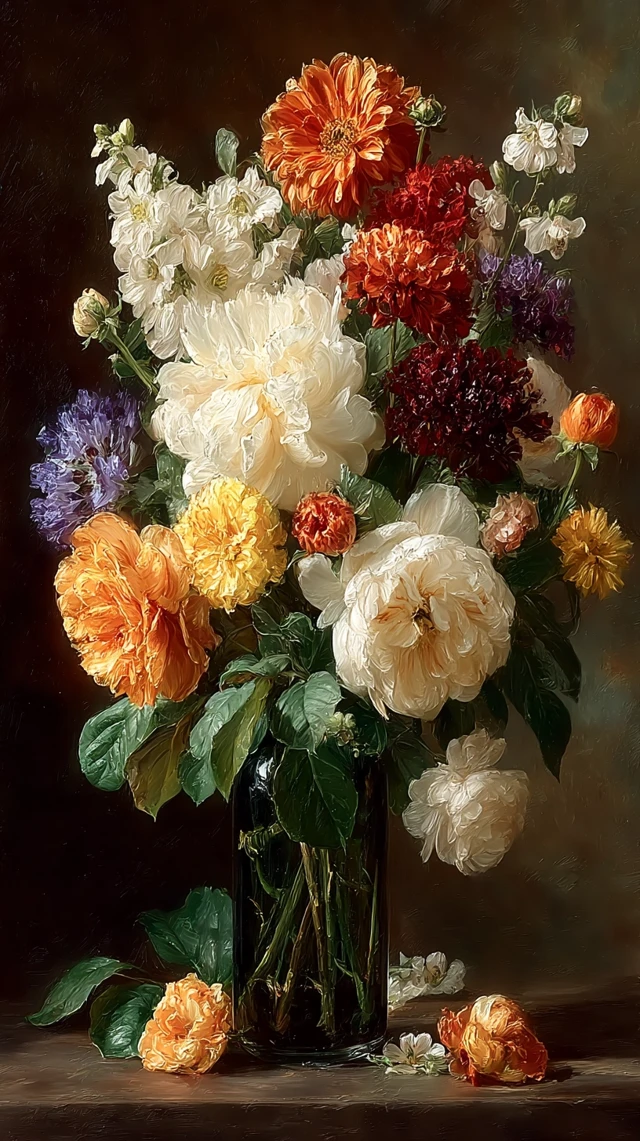 Bird and Flowers Oil Painting