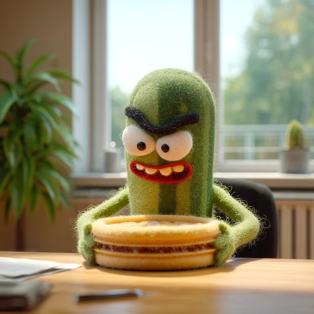 Cartoon Cucumber with Pancake Lunch