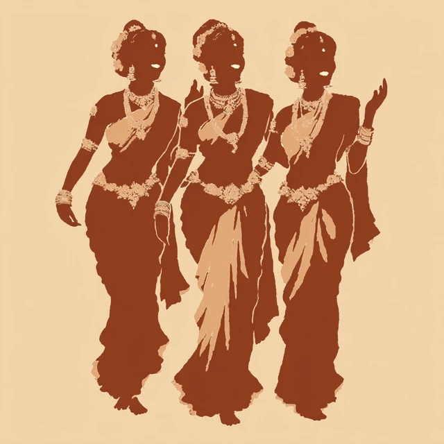 Indian Women Silhouette Laughing Together