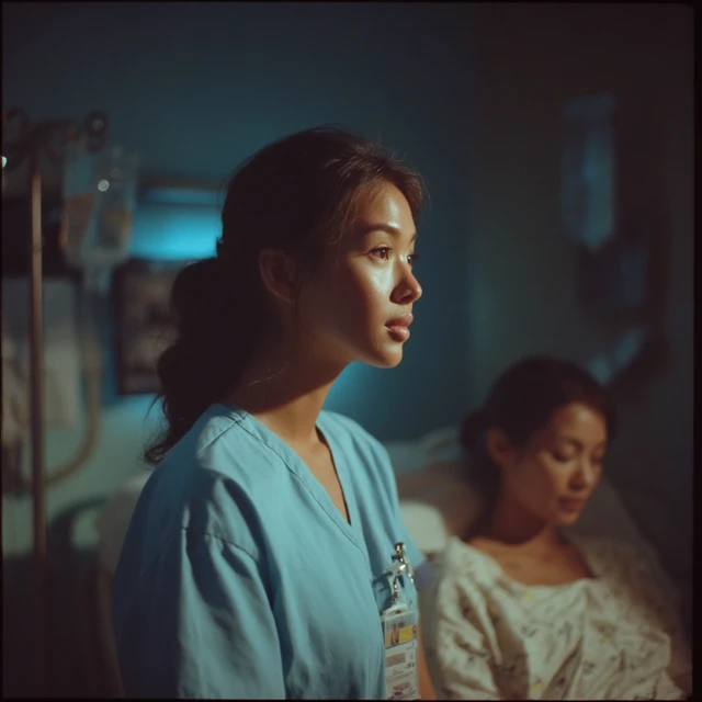 Asian Nurse Caring for Patient in Hospital