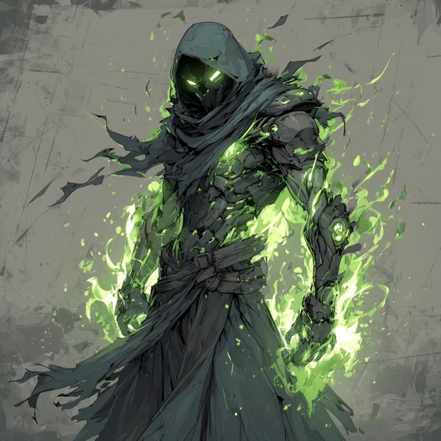 Radiant Wraith Glowing Green Radiation Fantasy Art