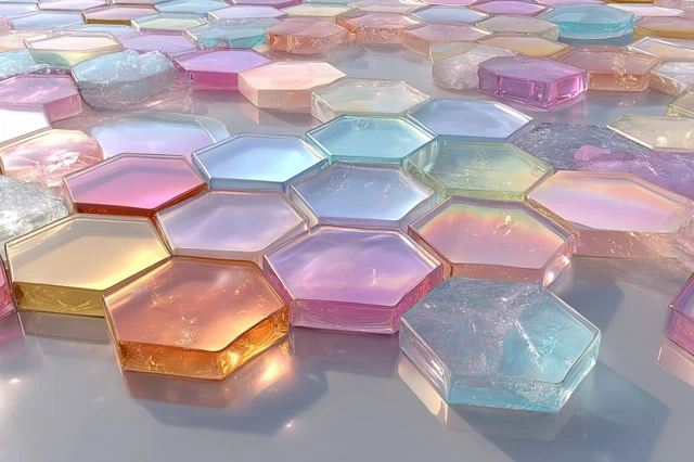 Holographic Hexagon Lattice Vaporwave Aesthetic