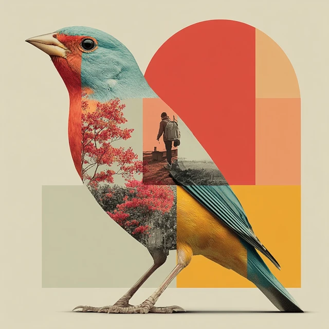 Surreal Bird Collage Art