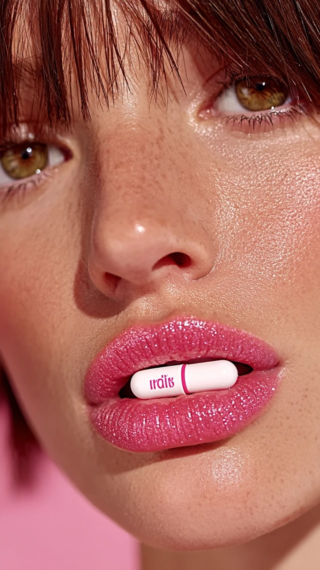 Pink Glossy Lips and Pill: Product Photography