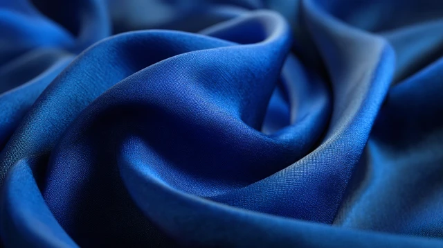 Blue Silk Fabric Background Close Up Texture