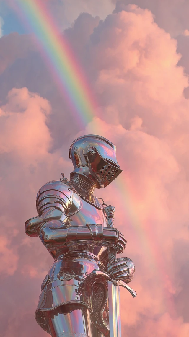 Chrome Knight in Shining Armor with Rainbow Sword