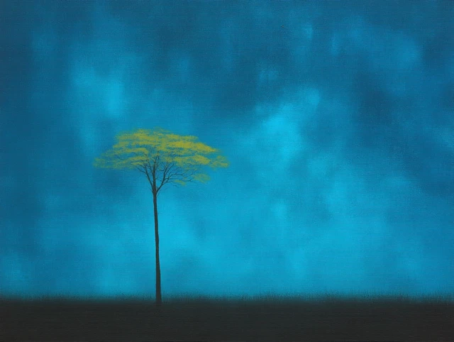 Tree against a Teal Sky Painting
