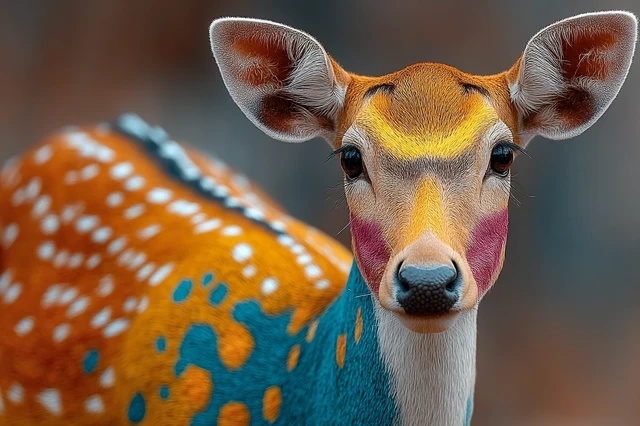 Deer with Pop Art Fur Colorful Spots