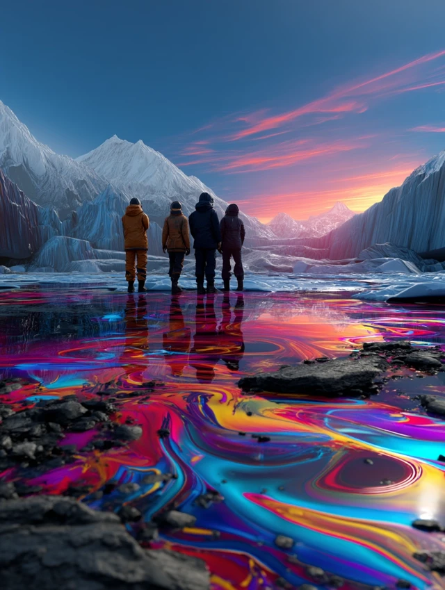 Arctic Explorers and Magical Glacier Reflections