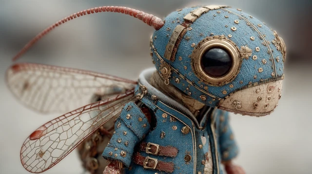 Cute Steampunk Alien with Dragonfly Wings