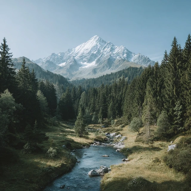 Snow Capped Mountain Forest Landscape Photography