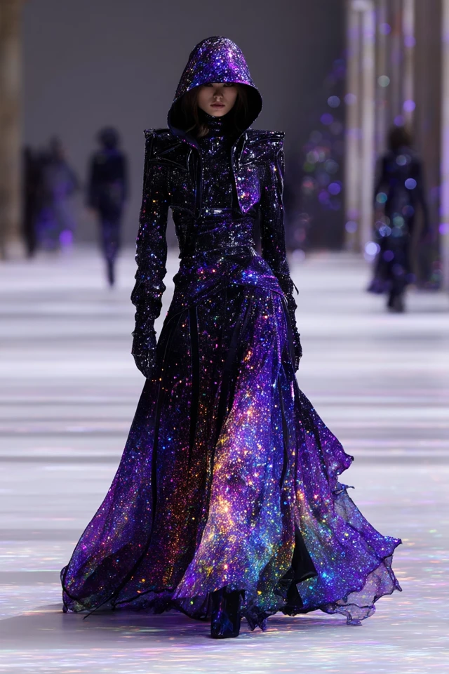 Galaxy Dress on Runway Fashion Photography