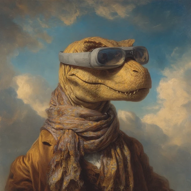 T Rex Dinosaur Portrait in VR Headset